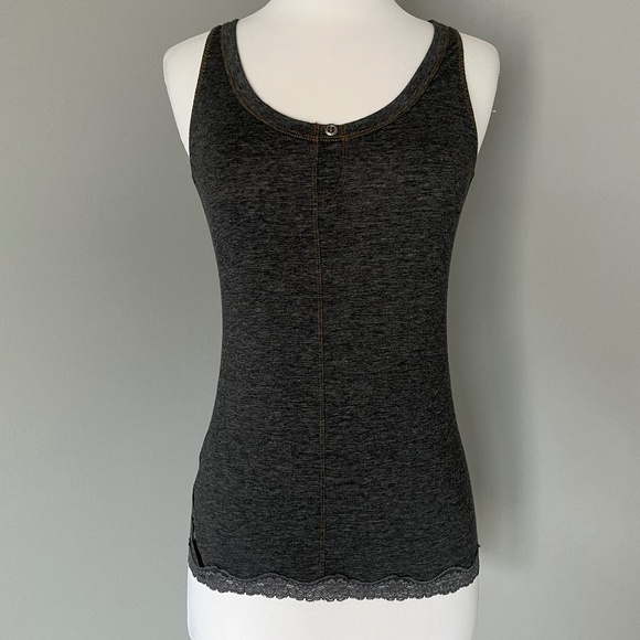 Diesel Lingerie Underwear Loung Pajama Cotton blend Gray Logo Lace Trim Tank Top - Picture 8 of 14